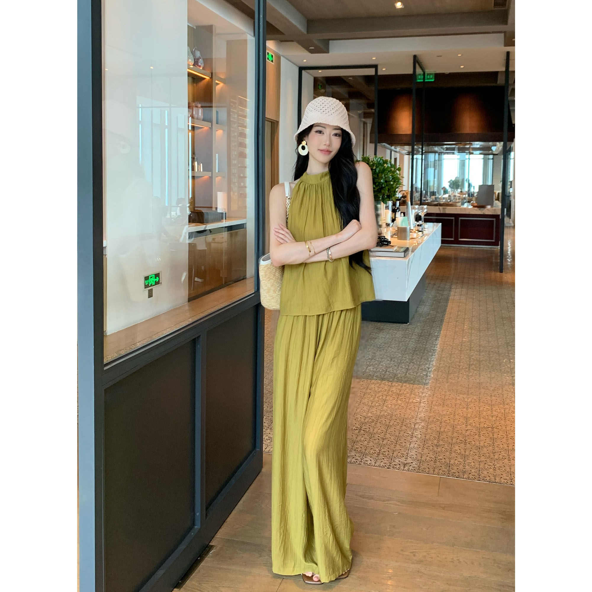 JIJINQI夏季法式韩系时尚显瘦复古宽松设计休闲套装  JD06SZQM177