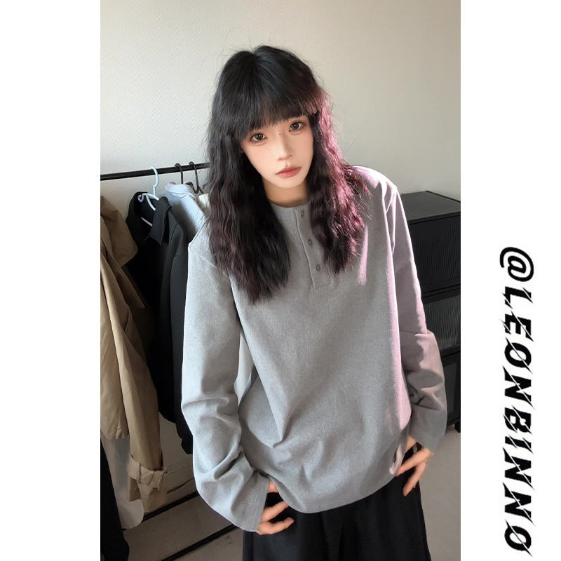 亨利领德绒长袖T恤男秋冬季设计感潮流百搭宽松休闲内搭打底衫