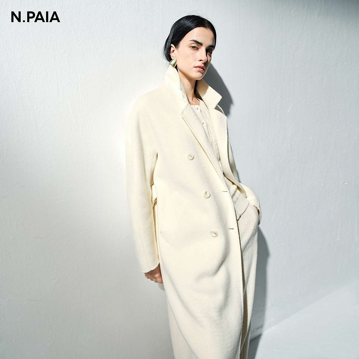 【双12】恩派雅2025新款收腰中长款羊毛呢外套双面呢大衣XNKIW8502A