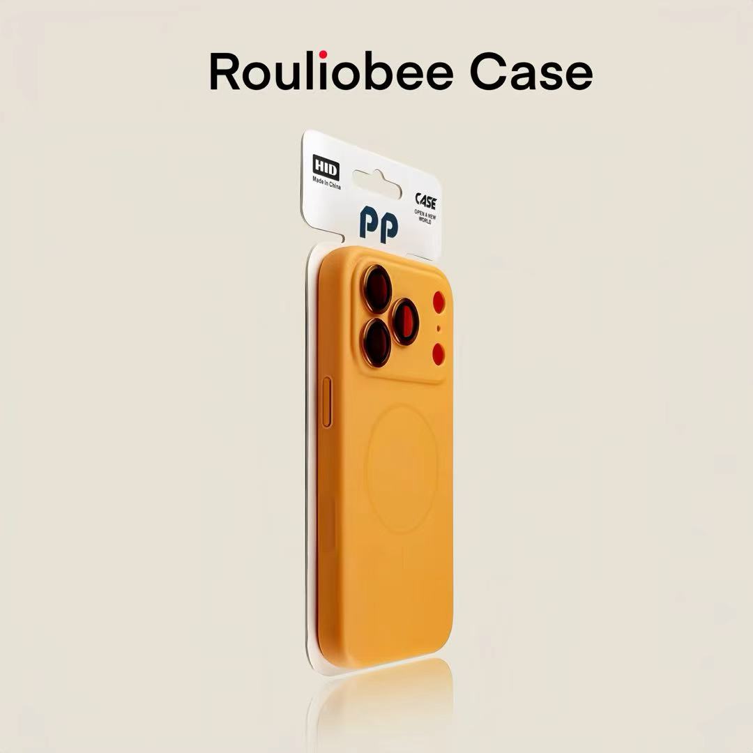 BANCA橙色肤感磁吸壳适用苹果17/16promax手机壳15/14/13镜头膜12