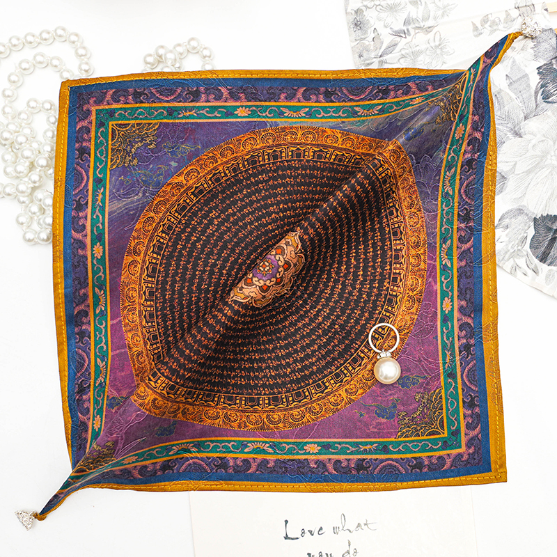 小领巾【送珍珠扣】香云纱懒人磁吸百搭装饰桑蚕丝项链女短款护脖颈