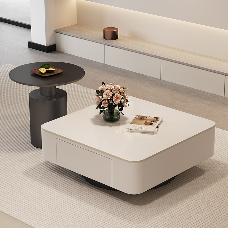 创意岩板方形茶几客厅家用现代简约小户型轻奢高级感大小茶桌组合