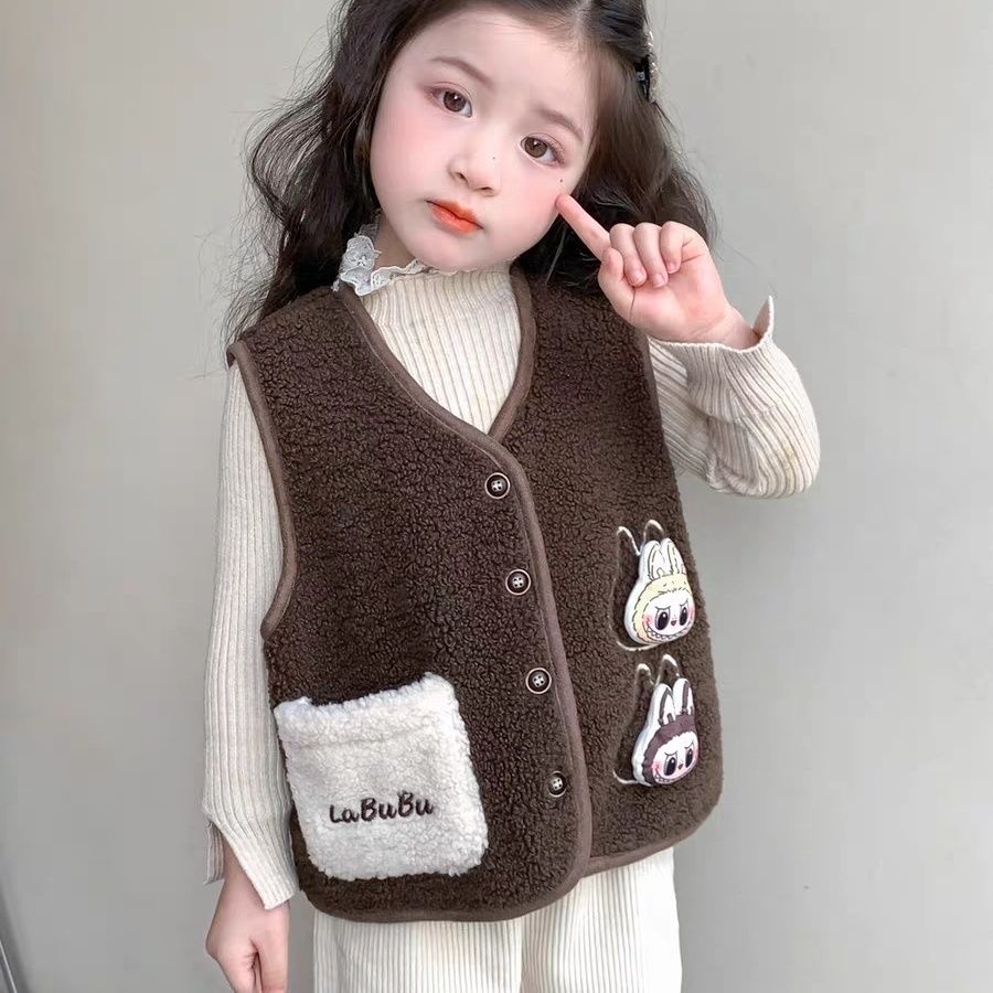 女童马甲秋冬季2025新款儿童摇粒绒加厚外穿时尚洋气宝宝保暖背心