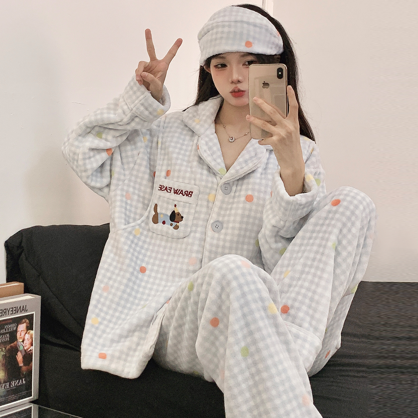 孕妇睡衣冬季珊瑚绒产后12月份哺乳月子服加厚大码待产喂奶两件套