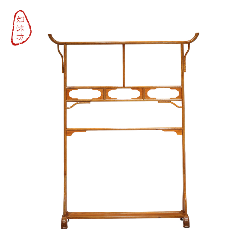 如沐坊红木家具缅甸花梨龙门衣架中式落地衣帽架鞋架客厅朝服架