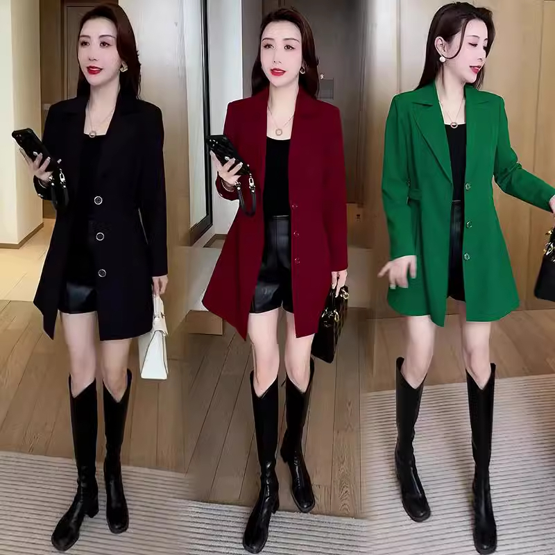 风衣外套女2025春季新款时髦洋气收腰显瘦西装领中长款气质大衣潮