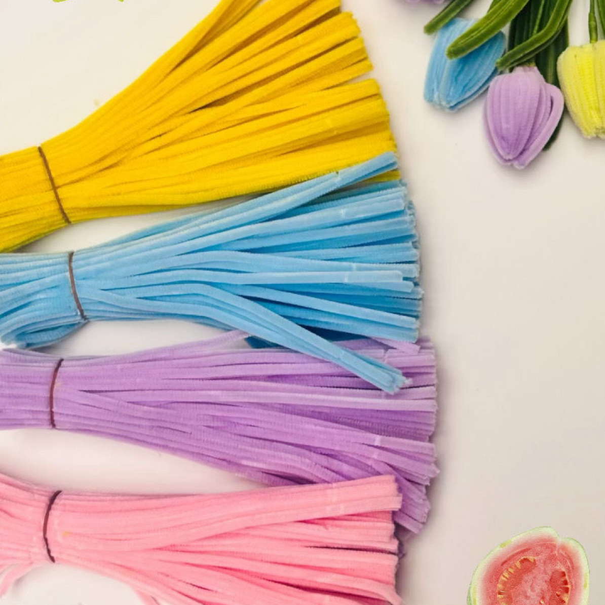 加密加绒扭扭棒彩色毛根条DIY花束材料特密儿童益智手工制作毛条