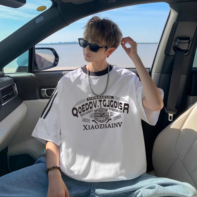 特大码300斤重磅100%纯棉男士半袖夏季ins潮牌美式宽松显瘦短袖衫