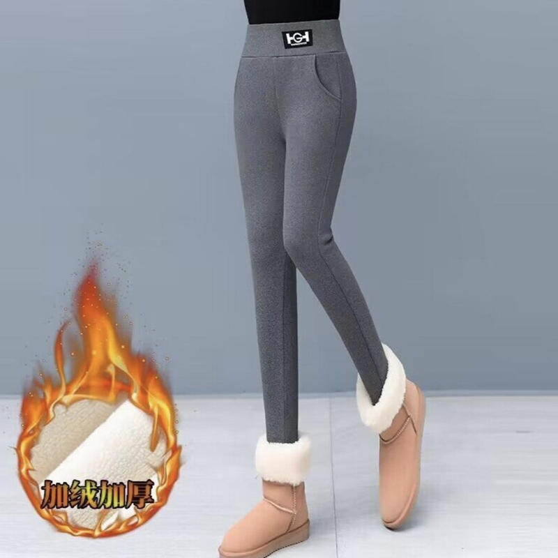 羊羔绒打底裤女冬季新款大码修身显瘦裤子女士冬女装洋气时髦气质