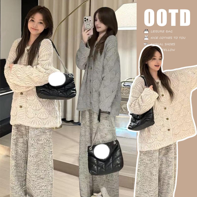秋冬季韩系气质孕妇装潮流时髦甜美开衫超软糯舒适套装高颜值两件