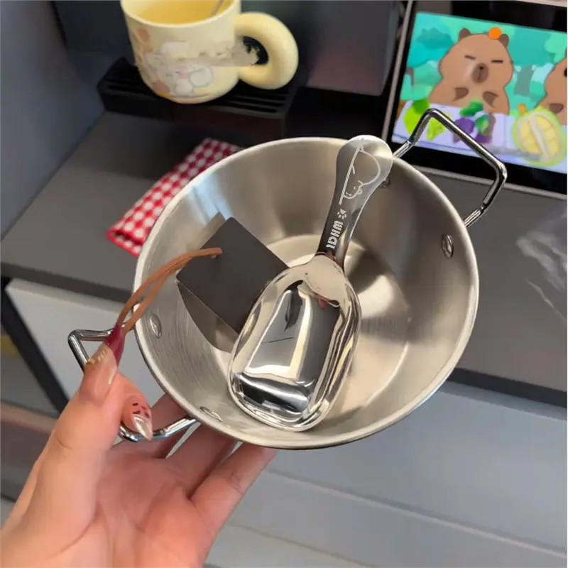 韩式酸奶高颜值iSUS304不锈钢碗双耳碗燕麦碗+卡皮巴拉大头勺1