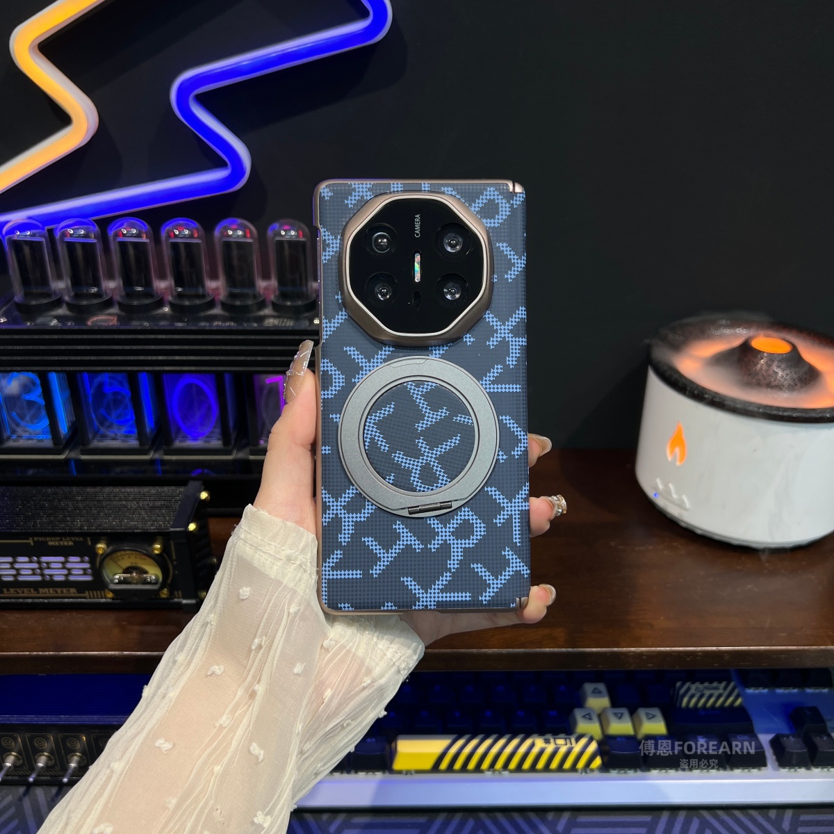 适用于华为matex6手机壳折叠屏x6真皮新款磁吸支架保护套双中轴