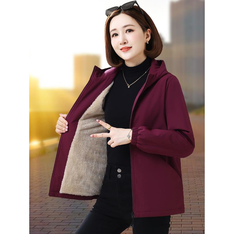 啄木鸟加绒加厚外套女士2025新款爆款中年妈妈减龄洋气百搭上衣