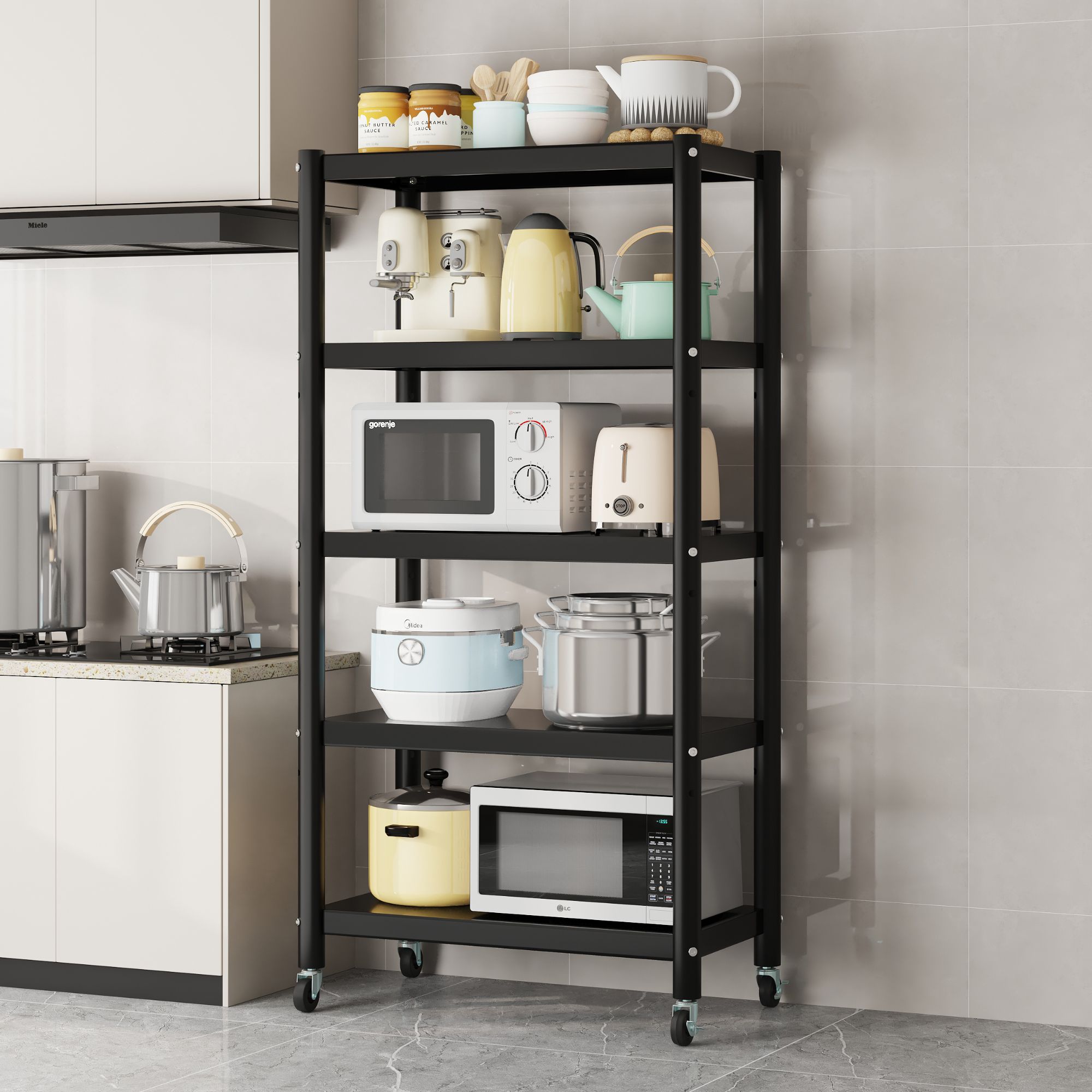 长80cm微波炉置物架厨房落地式多层收纳架家用简约厨房置物架