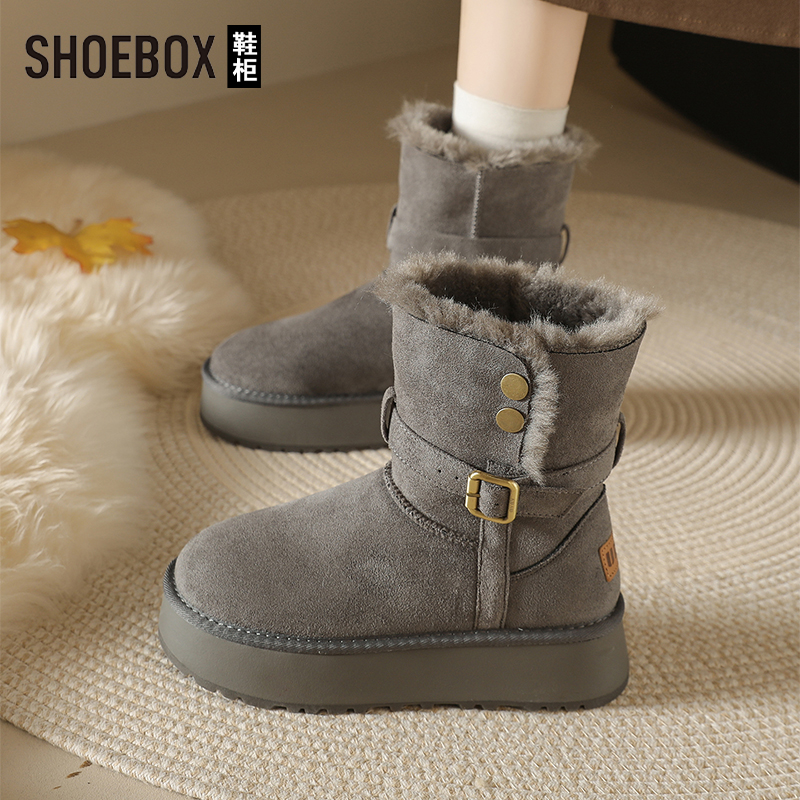达芙妮旗下鞋柜两穿雪地靴女2025新款冬季棉靴加绒加厚保暖棉鞋子