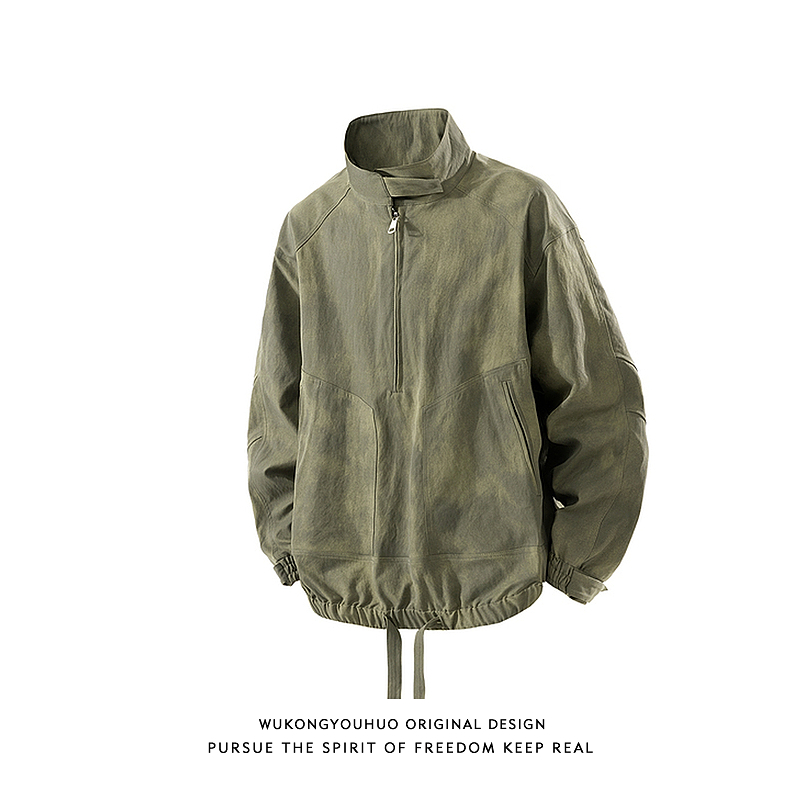 悟空有货潮牌美式机能风立领夹克男复古街头户外宽松休闲工装外套