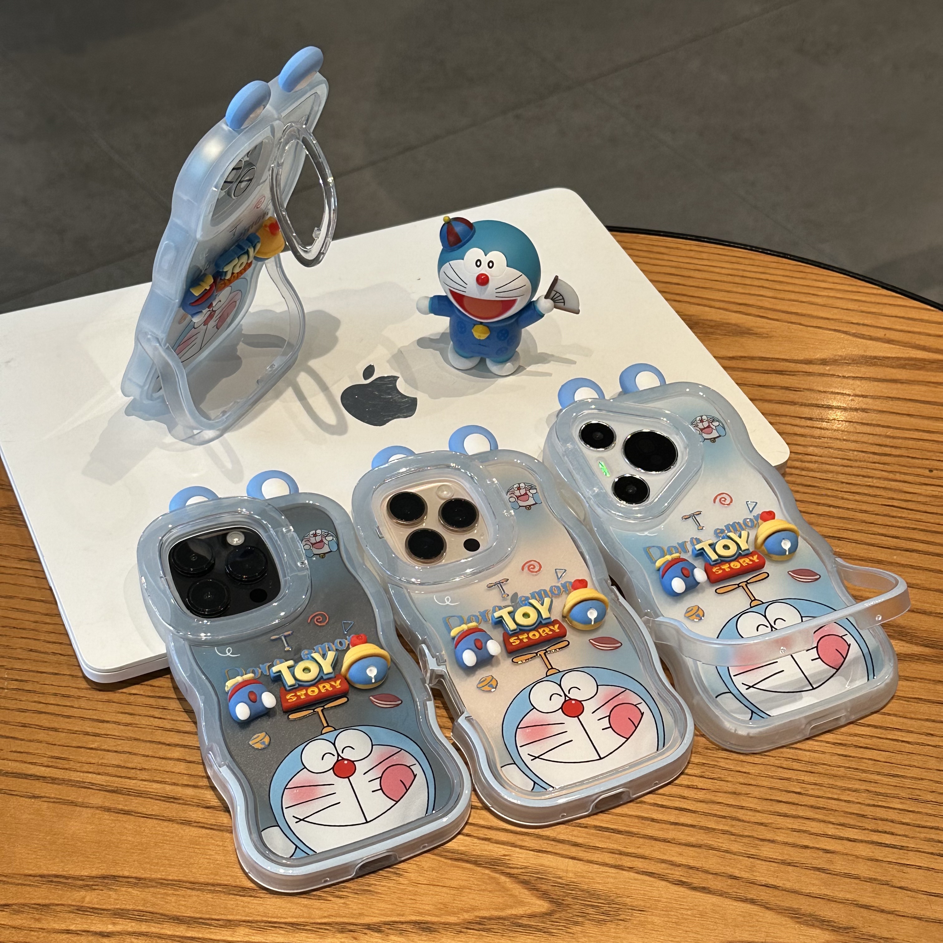 欧克里里叮当猫蓝支架适用苹果16/17pro手机壳华为oppo小米15vivo