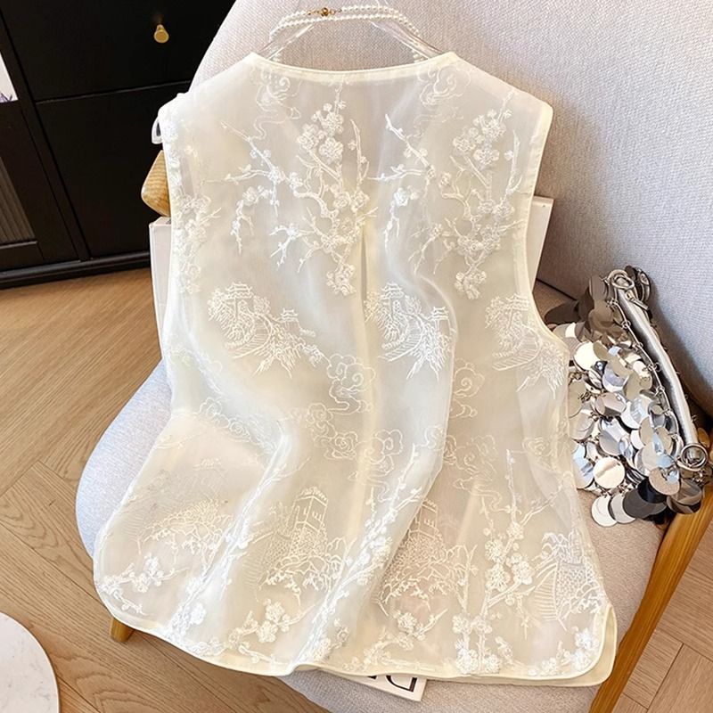 中式马甲薄款重工刺绣马夹无袖背心女外穿国风坎肩上衣高级夏