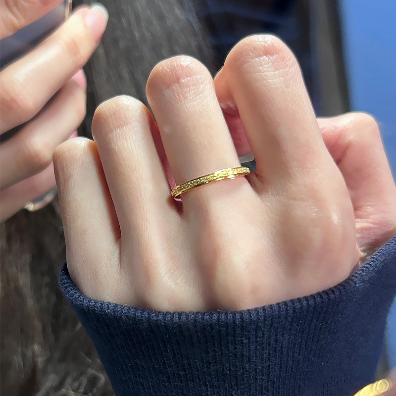 钛钢戒指 不掉色可碰水小三层高级感韩版极细磨砂戒指NEW526