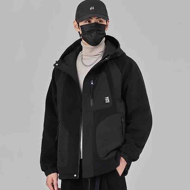 2025秋冬棉衣冬季加厚连帽夹克潮男外穿棉服摇粒绒防寒保暖冲锋衣