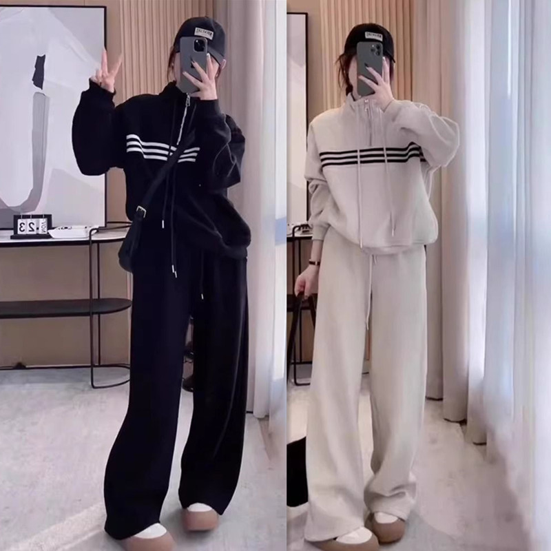 春秋季大码女装休闲套装200斤微胖mm宽松显瘦洋气减龄运动两件套