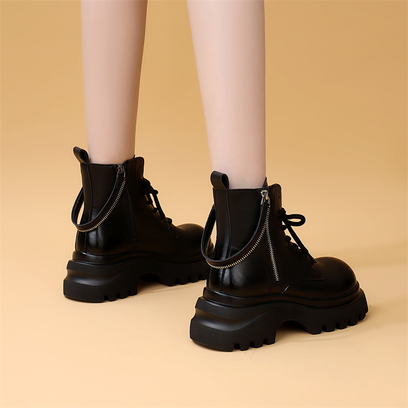 厚底马丁靴女2025秋冬新款英伦风复古小个子增高百搭时尚轻便短靴
