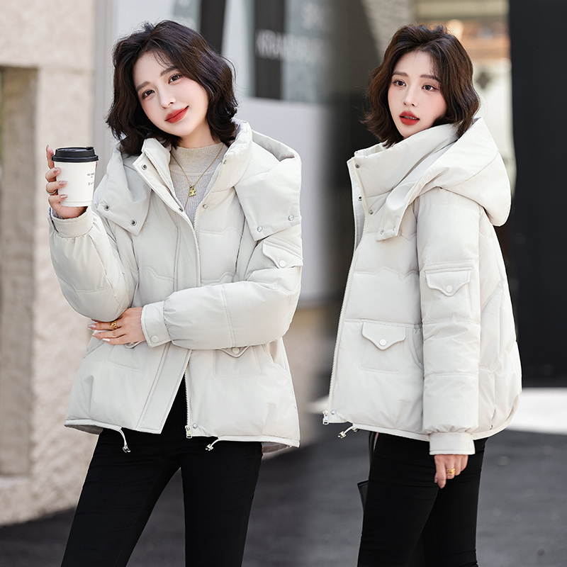 棉服女短款2025新款冬季加厚保暖短款棉衣时尚百搭连帽小棉袄外套