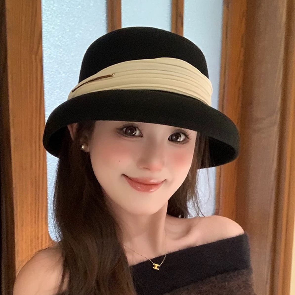 2025新款羊毛礼帽法式英伦复古灯罩帽女秋冬百搭显脸小赫本帽子