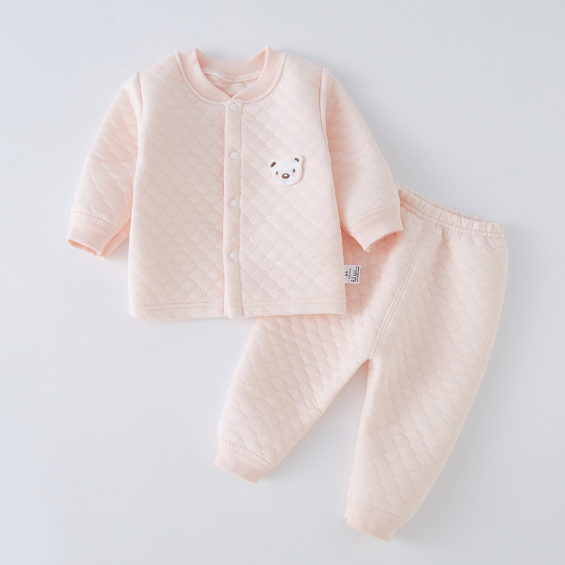 婴儿衣服秋冬款夹棉保暖内衣套装长袖男女宝宝秋衣秋裤保暖衣