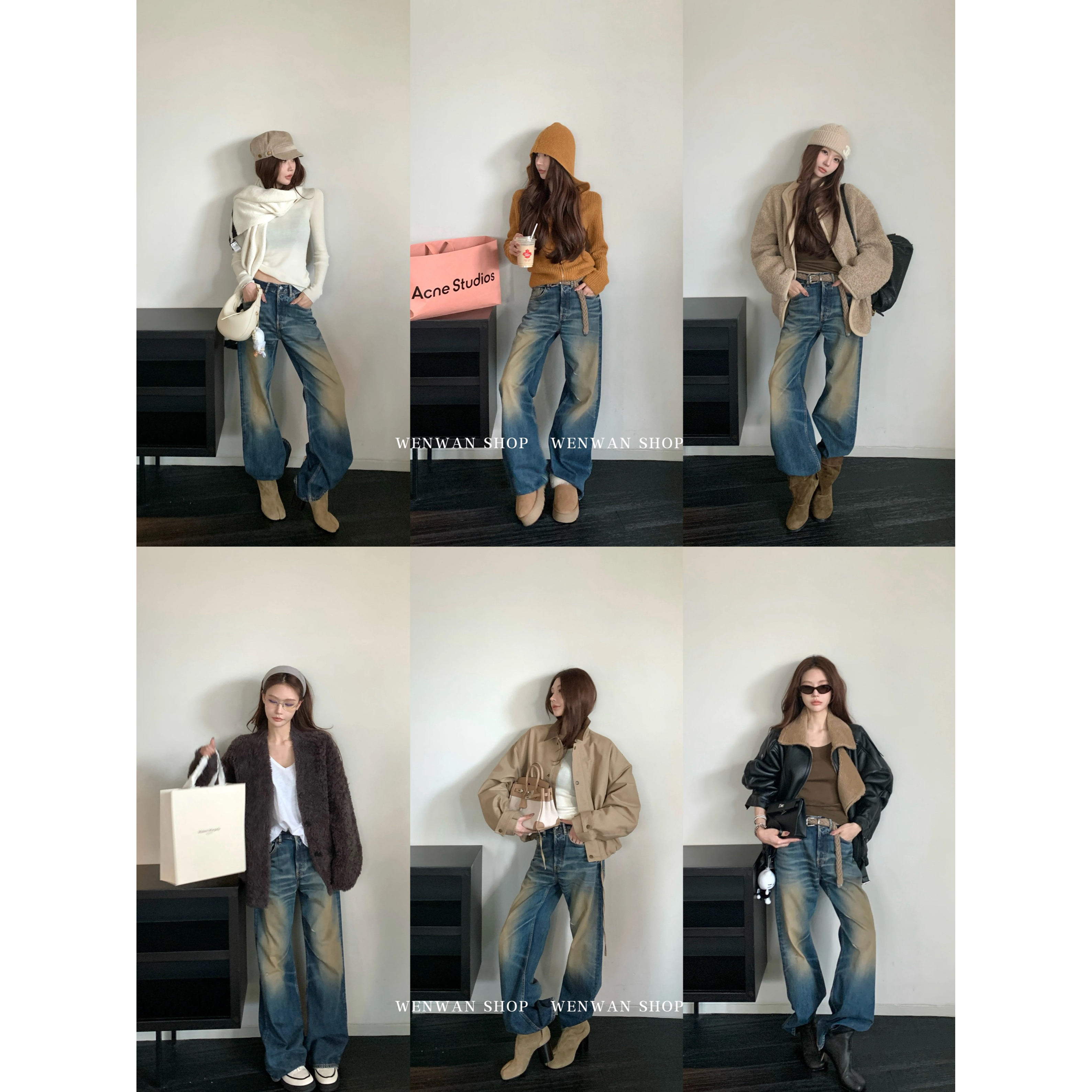 双十一狂欢价！【主推系列！必入牛牛】复古做旧水洗宽松直筒牛仔裤