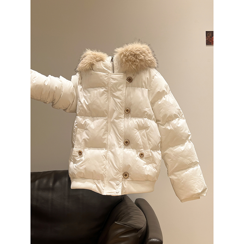 慵懒风毛领连帽加厚宽松棉服女装2025秋冬季棉袄显瘦加厚保暖外套