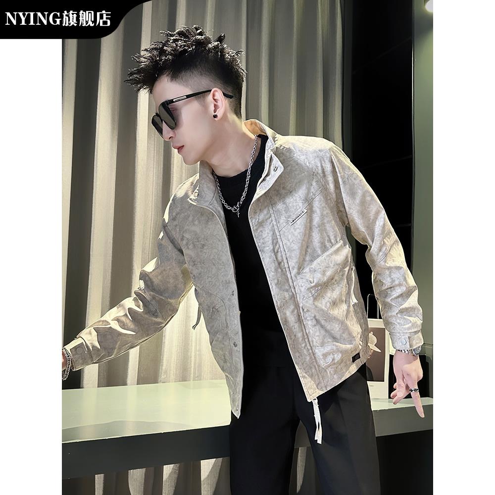 NYING高级感外套男士2025秋冬痞帅男装立领秋冬2025新款休闲夹克