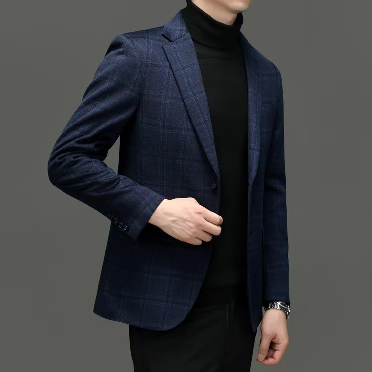 【总裁+高档定制】商务高端羊绒轻奢品质桑蚕丝男西服外套时尚帅气