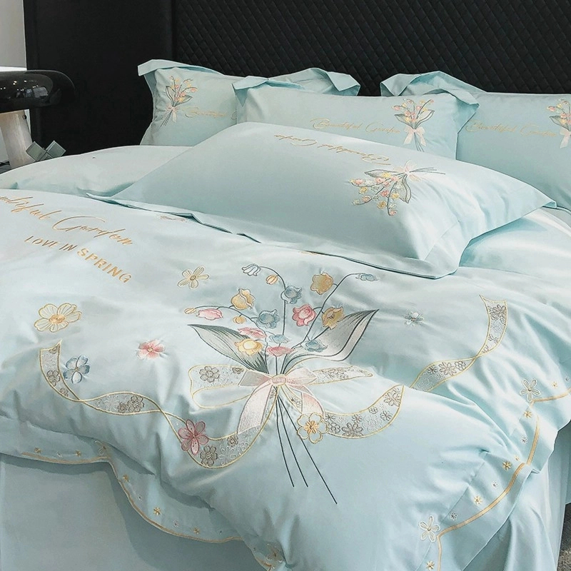 富安娜高档A类母婴级200支纯棉四件套全棉床单被套床笠款床上用品