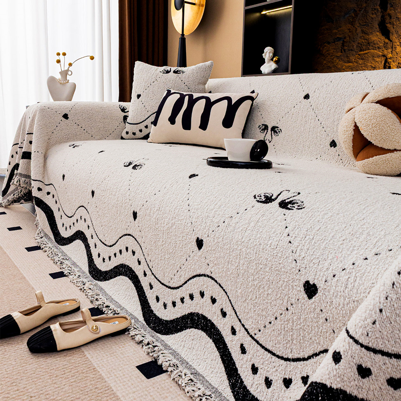 轻奢高级感沙发盖布巾懒人一片式铺设沙发套罩2025秋冬新款雪尼尔