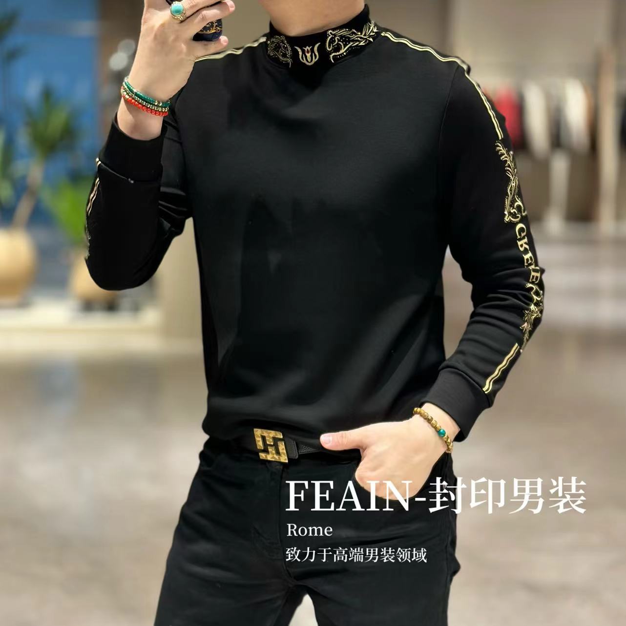 【加绒加厚】高端定制立体雕花奥钻马到成功加绒卫衣3323