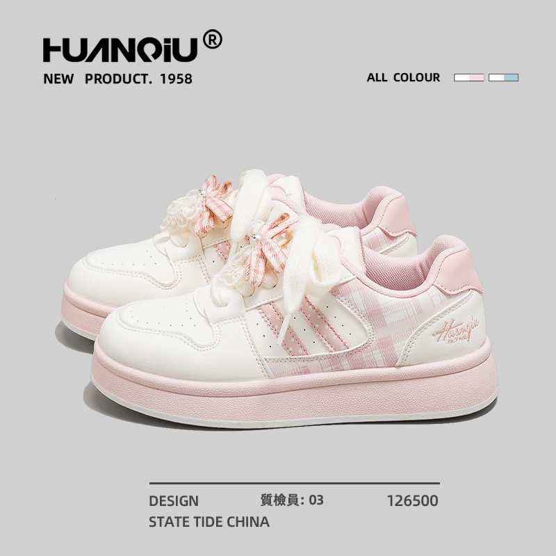 环球多巴胺蝴蝶结百搭小白鞋女2025新款爆款网红小众休闲板鞋K956