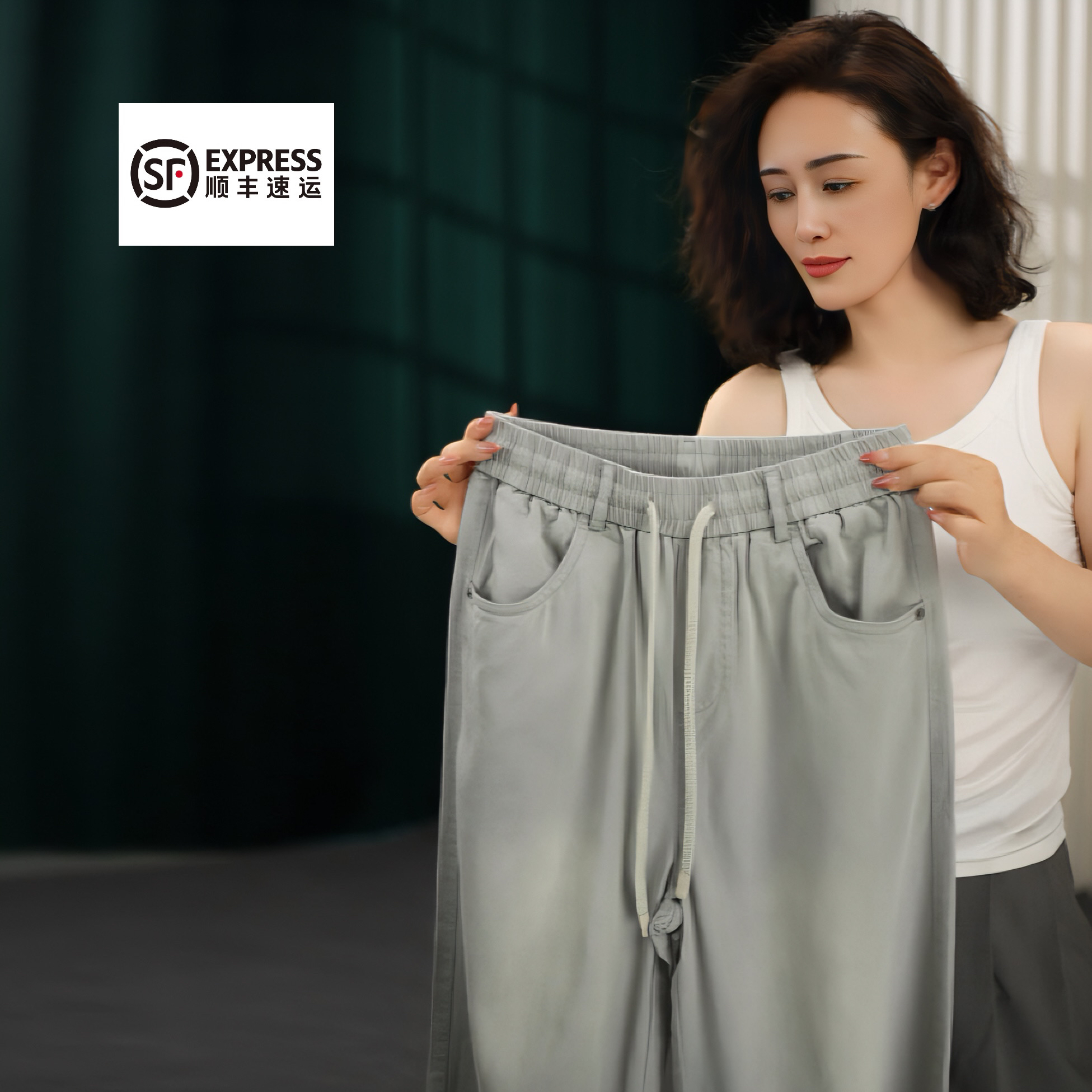 男士【行走的空调裤】夏季凉感老钱风水洗腰扣牛仔裤A352-2宽松薄款