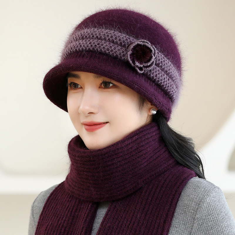 新款中老年人妈妈帽子女冬季保暖针织帽老人奶奶老太太冬天毛线帽