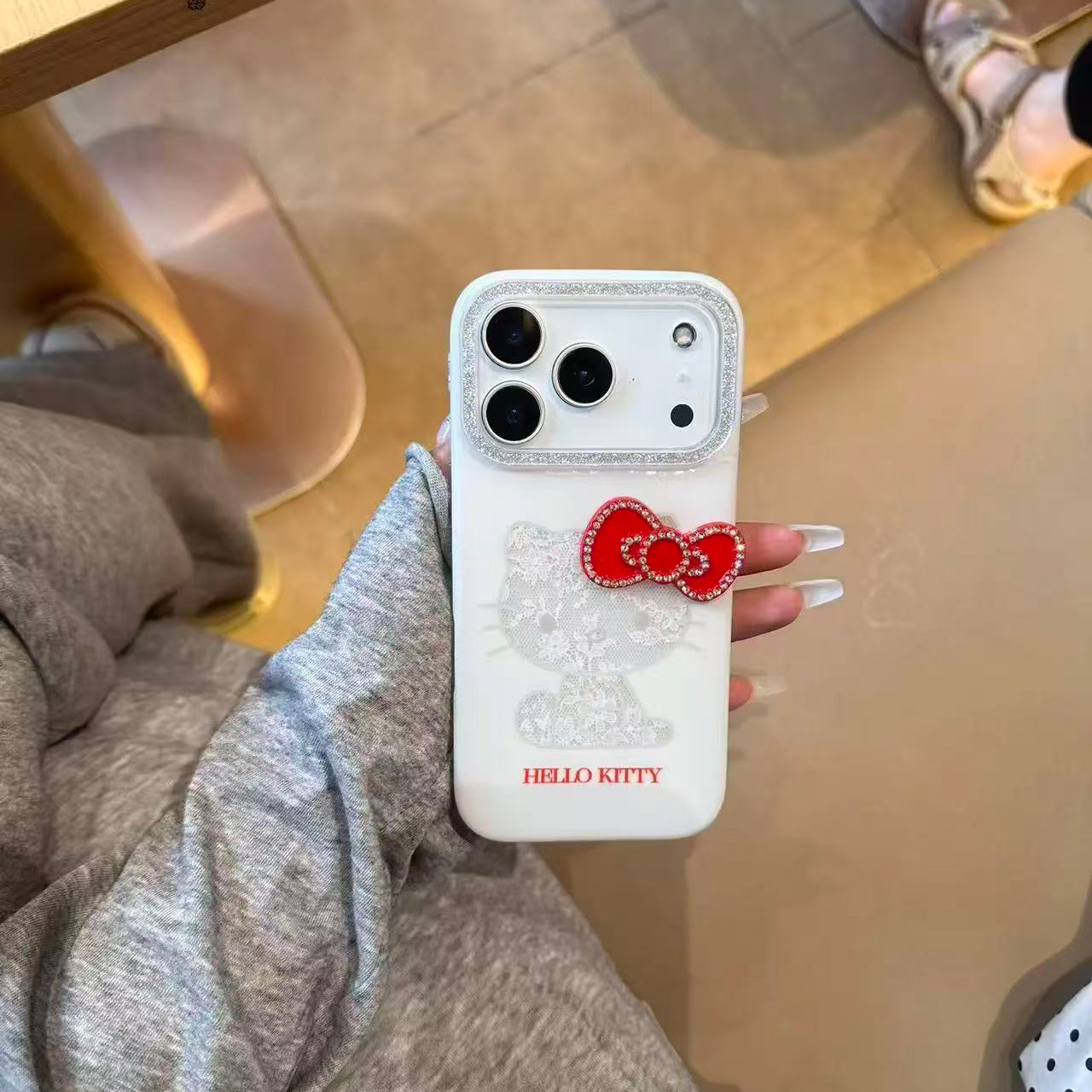 韩系ins白色蕾丝镂空kitty适用苹果17promax可爱iPhone16手机壳15