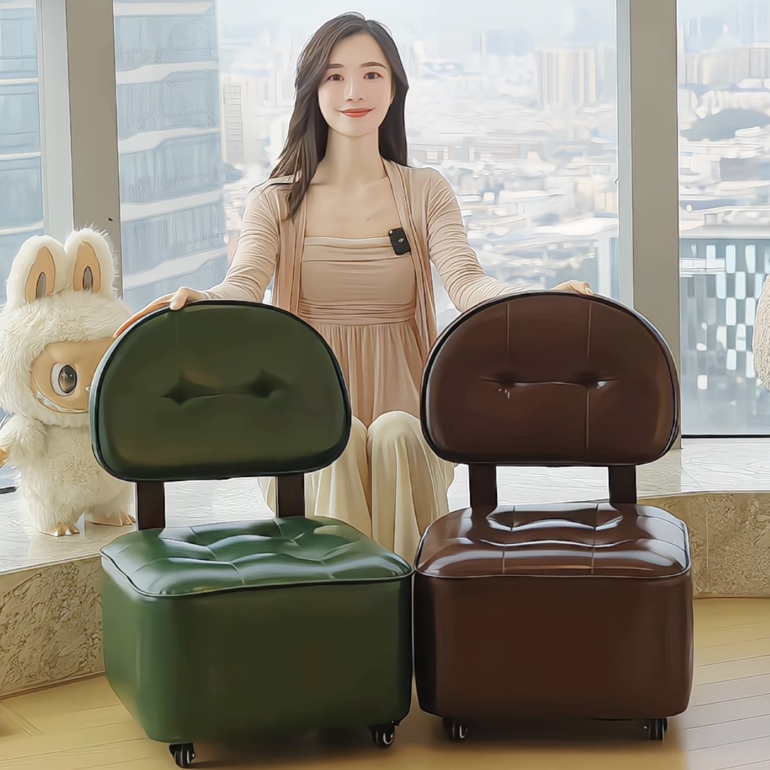 单张轻奢【 空感溜溜沙发】带轮滑可移动客厅家用茶几沙发配套椅