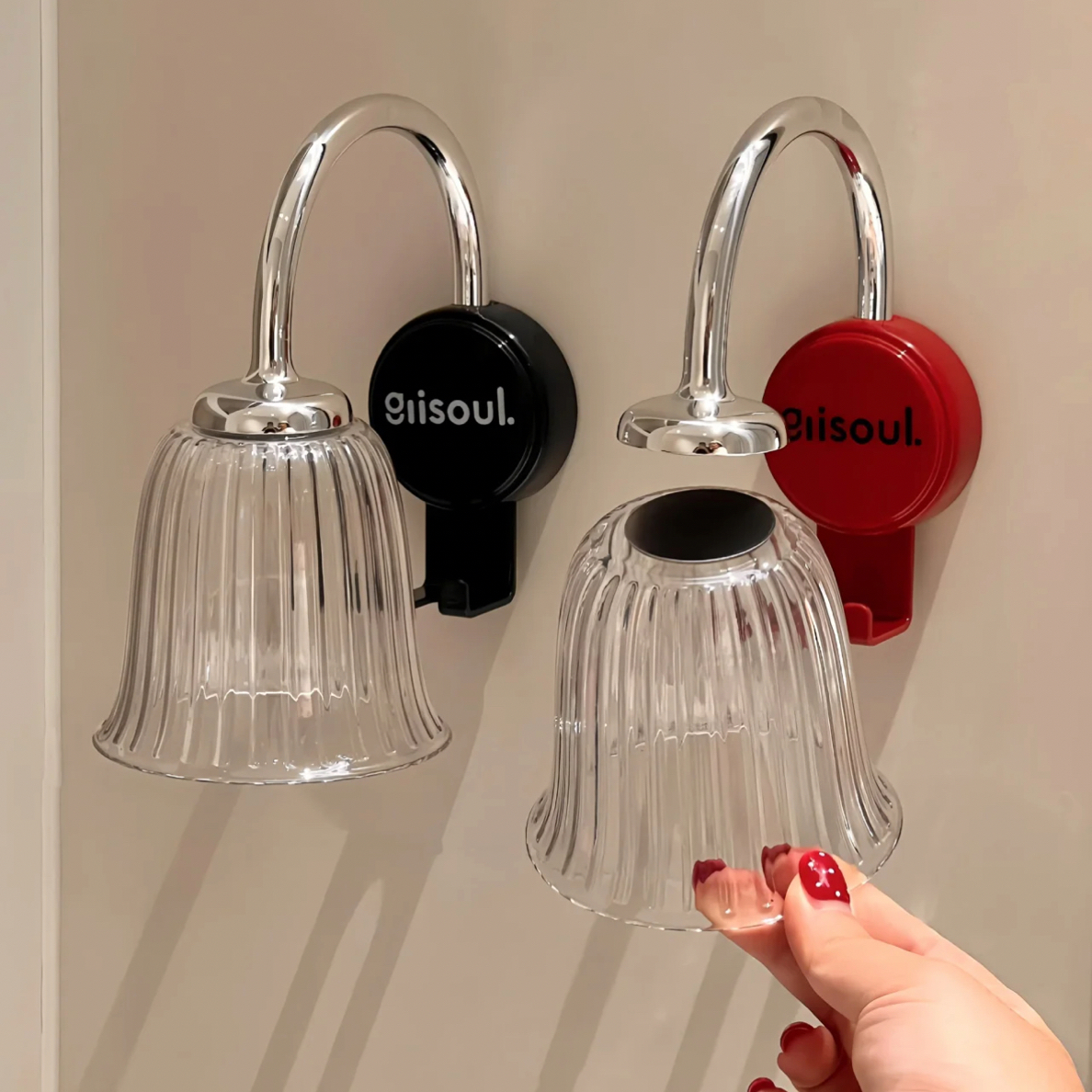 SHANN·复古挂式磁牙刷架置物架壁挂免打孔漱口杯架电动牙刷牙杯架