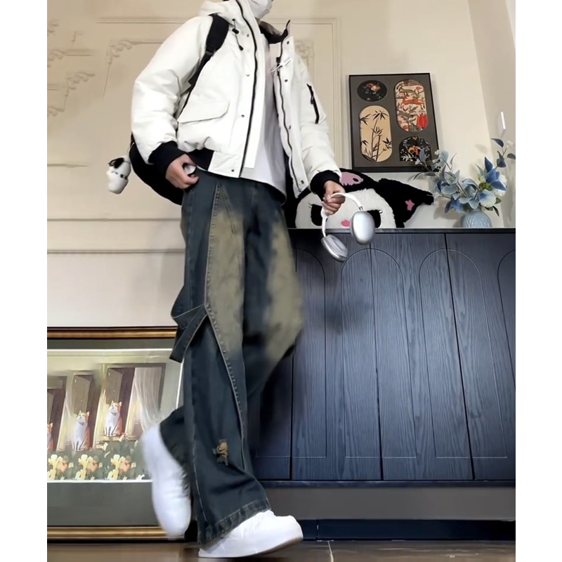 【脆皮鸡专属】纪衣恋美式阔腿裤男女通穿2025年秋冬高腰直筒牛仔裤