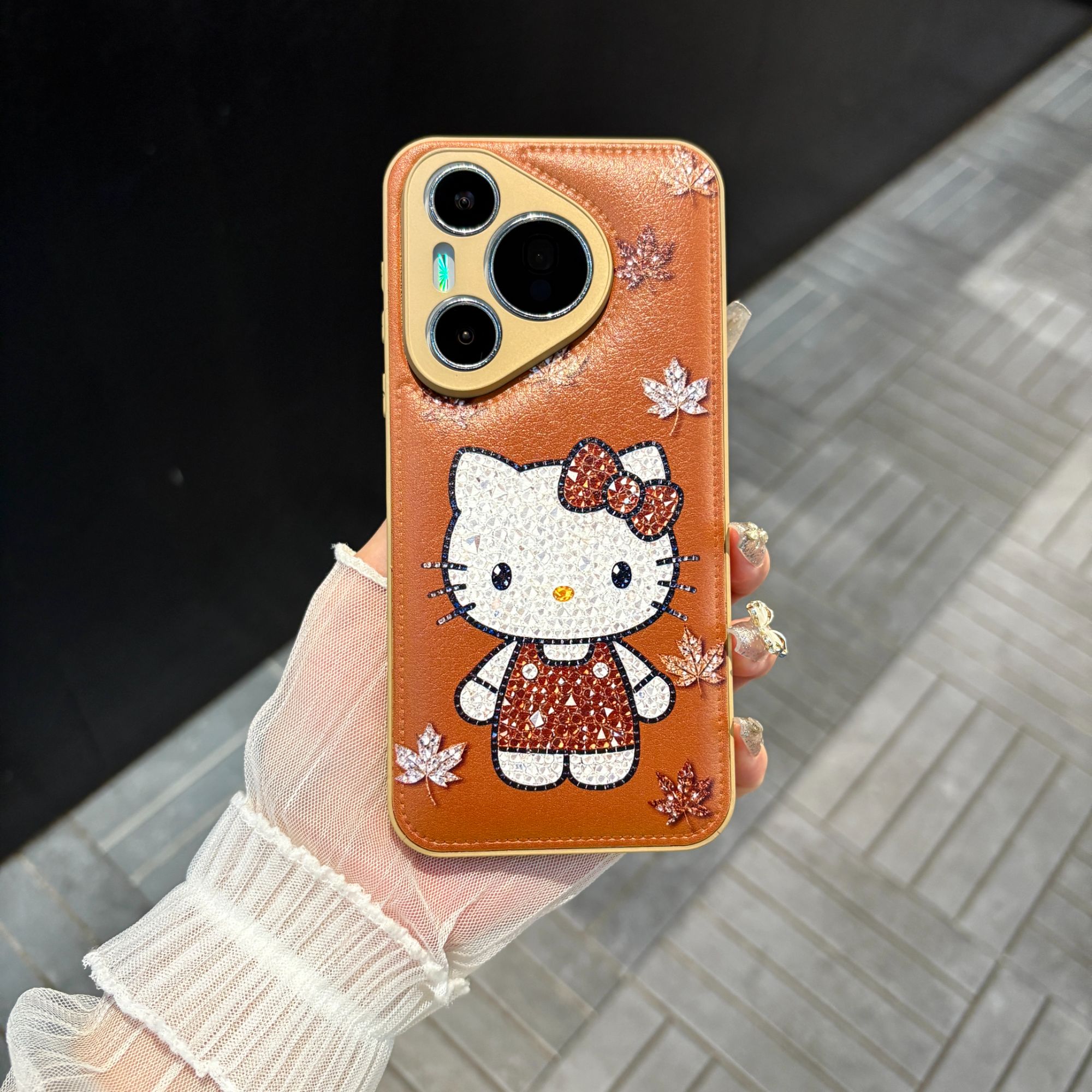 苹果/华为/oppo/vivo/小米 卡通凯蒂适用pura70皮纹防摔手机壳