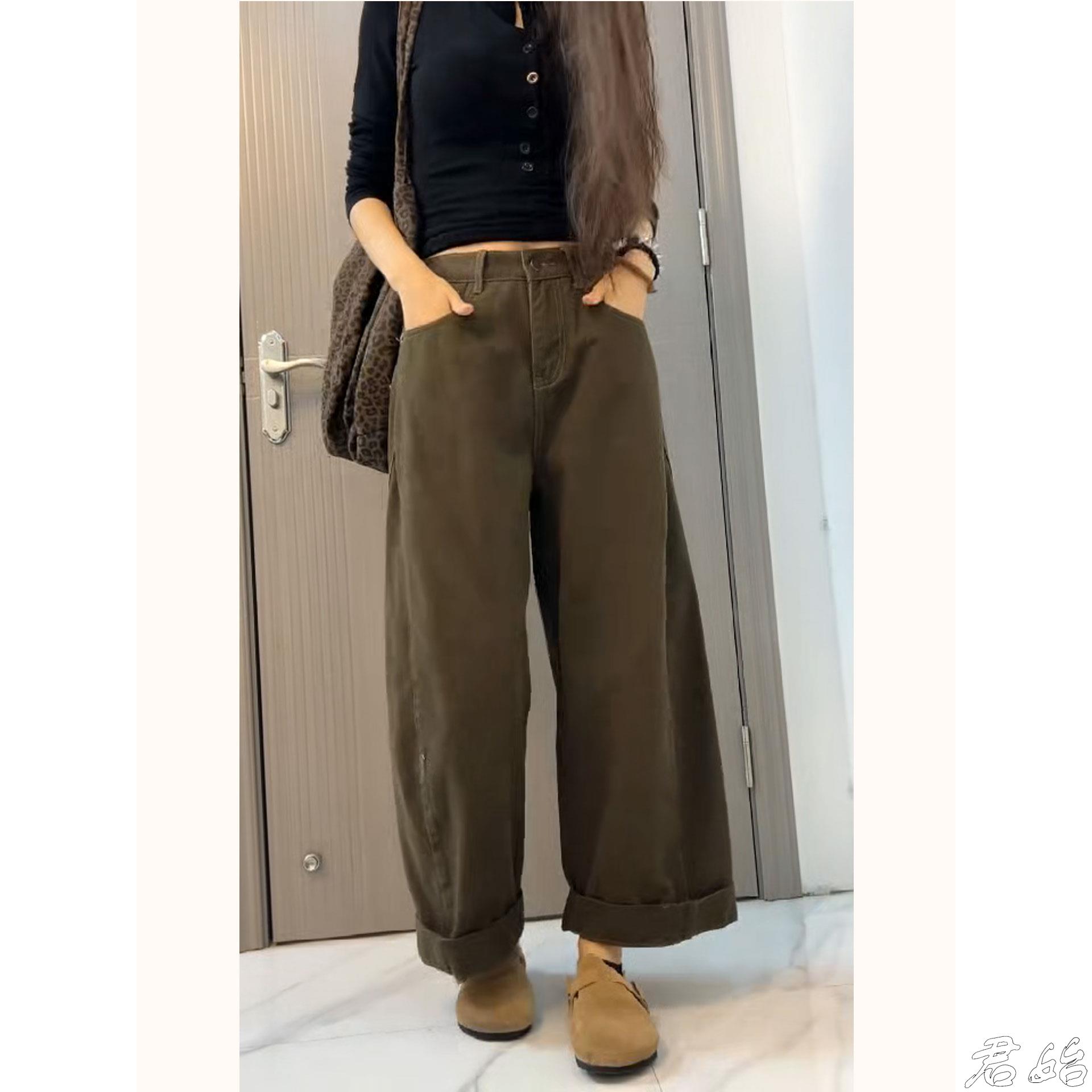阔腿牛仔裤2025秋季新款高腰宽松显瘦慵懒风裤子九分直筒哈伦裤MM