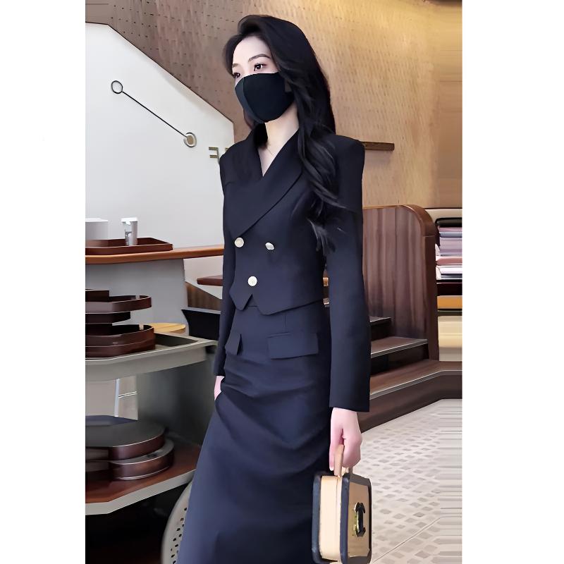 春秋气质炸街轻熟女神范修身显瘦西装外套套装包臀半身裙子两件套