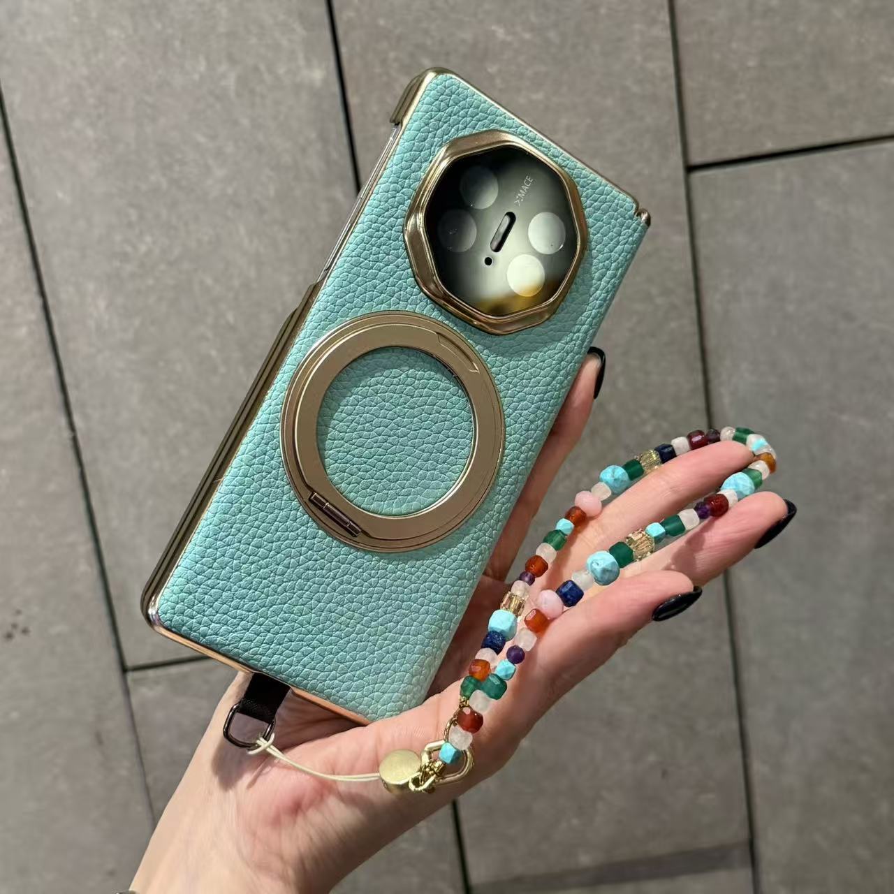 适用于华为MateX5折叠屏手机壳x6双中轴蒂芙尼蓝真皮保护套支架