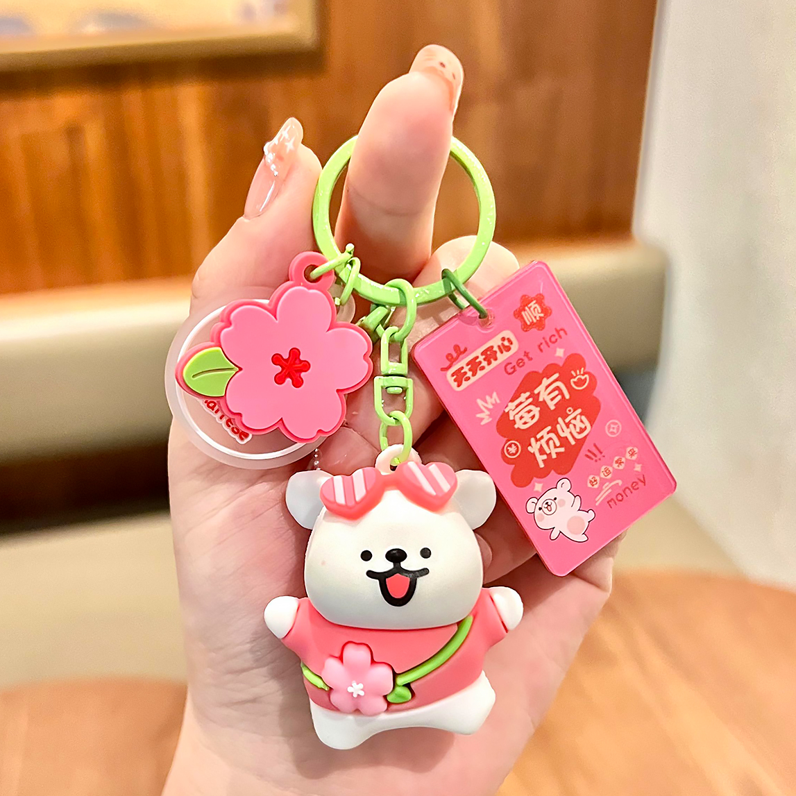 高颜值卡通可爱线条小狗钥匙扣创意个性书包挂件女闺蜜小礼物配饰