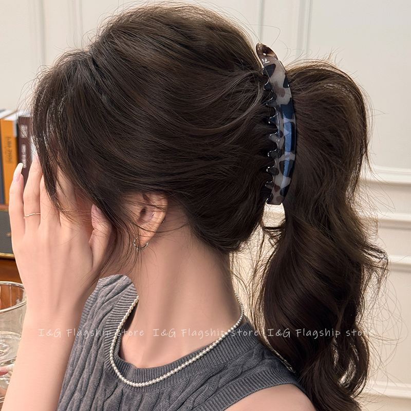 I&G豹纹高马尾香蕉夹抓夹女高级感2025新款大号一字扭扭夹发饰