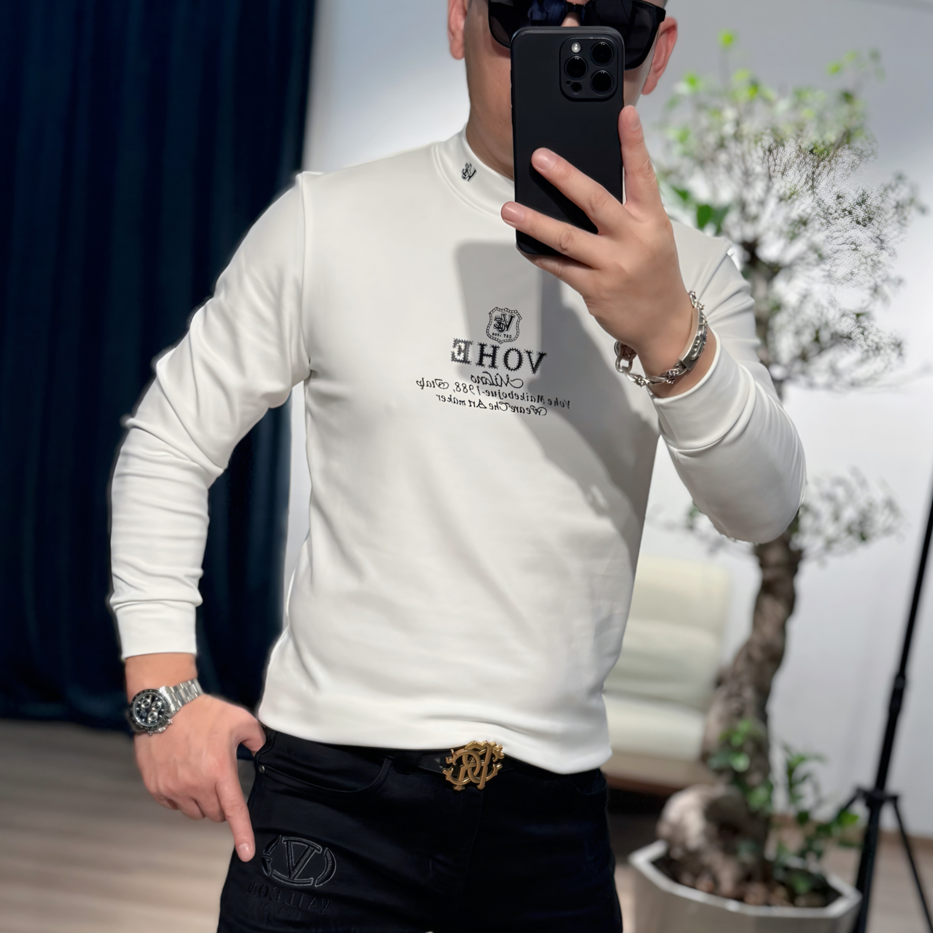 【VG轻奢】25秋冬新款高品质时尚百搭加绒卫衣打底衫9807